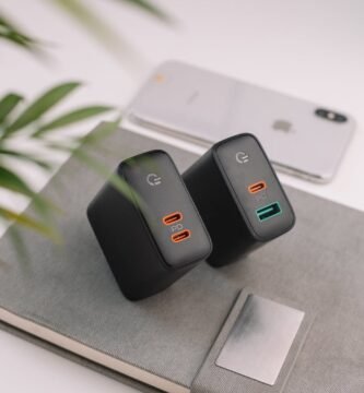power banks on notebook on white table
